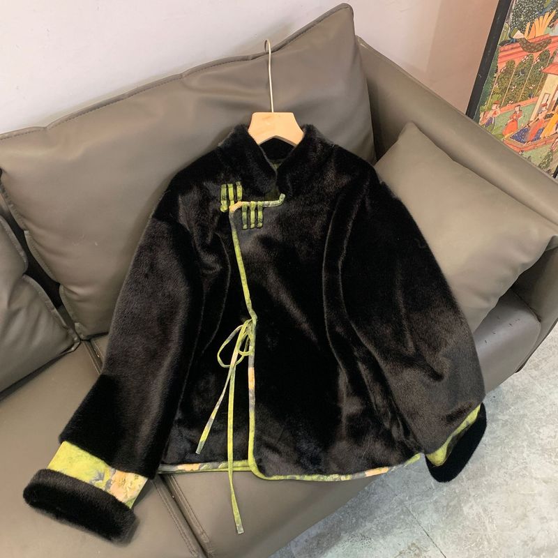 Giacca da donna in pelliccia sintetica di visone, indossabile in due modi, cappotto invernale in stile cinese, lunghezza corta, eleganza retrò, S/M/L_voghion.com