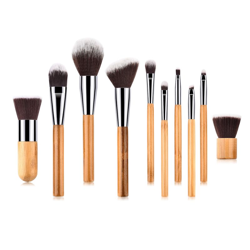 10 Stück Make-up-Pinsel, Make-up-Werkzeuge, lose Puderpinsel, Lidschattenpinsel, Schwarzgold, Bambusgriff-Set, GUJHUI_voghion.com