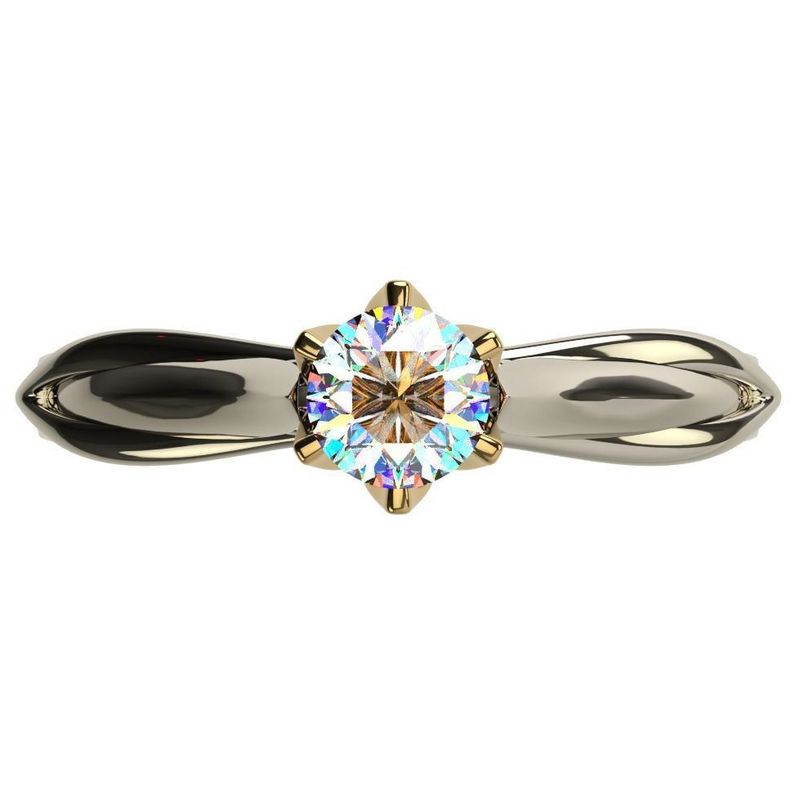 Zircônia simulada em forma de coração e flecha, galvanizada, clássica, de dois tons, com seis pontas, 1 quilate, moissanita simulada_voghion.com