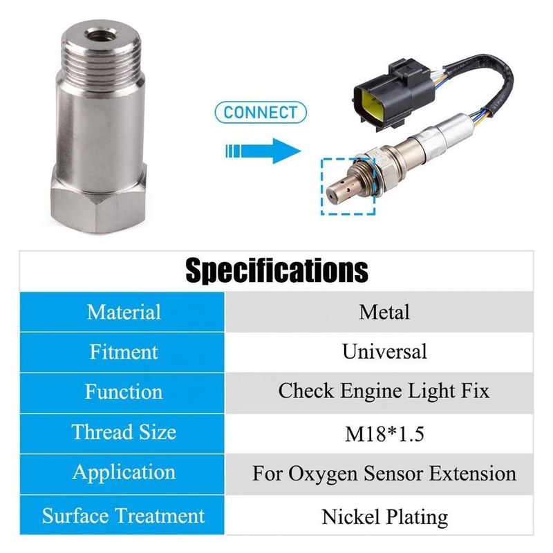 M18 * 1.5 Connettore filtro sensore ossigeno Lunghezza 45mm Vite estensione adattatore argento_voghion.com