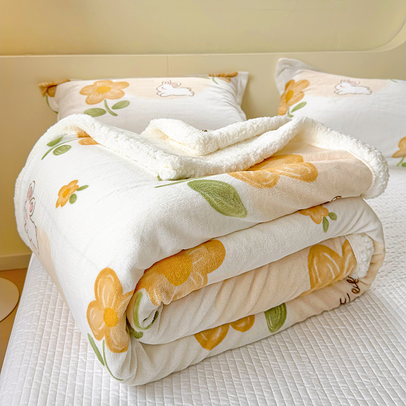 Coperta in peluche di agnello al latte, coperta per aria condizionata primaverile e autunnale, pisolino in flanella di corallo, divano da ufficio, piccola coperta, asciugamano, trapunta_voghion.com