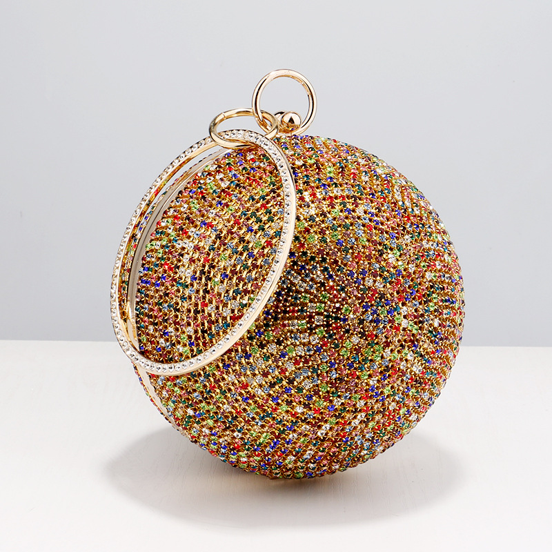 Diamantbesetzte Dinnertasche, kleine runde Tasche, Kleid, Banketthandtasche, kugelförmige Abendtasche_voghion.com