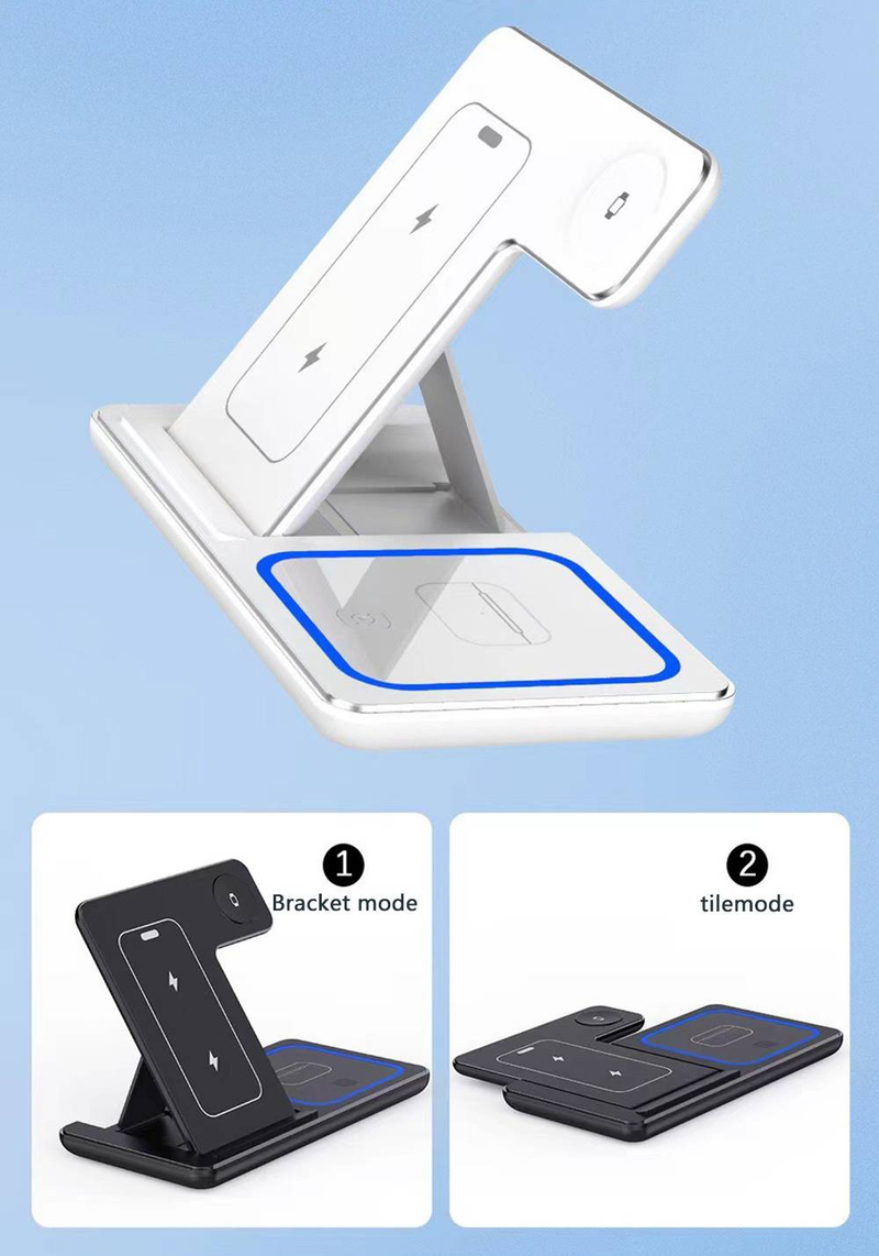 Stazione di ricarica rapida pieghevole 3 in 1, supporto per caricabatterie wireless da 15 W compatibile con iPhone 15, 14, 13, 12, 11/Pro/Max/Mini/Plus, X, XR_voghion.com