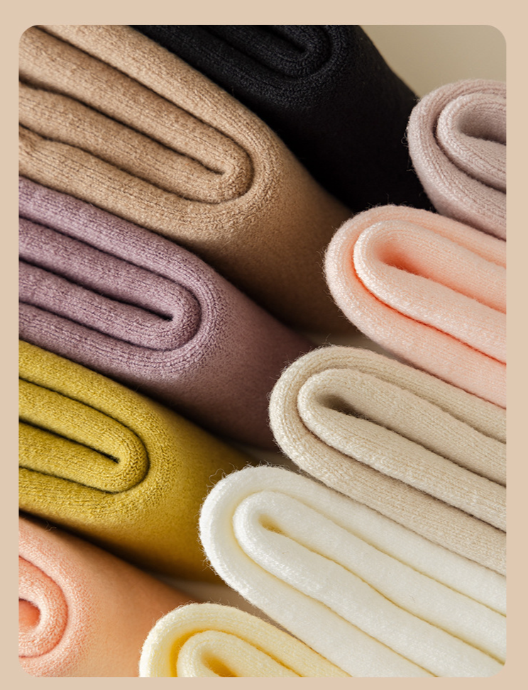11-farbige Herbst- und Wintersocken für Damen mit gebürstetem Fleecefutter, verdickte, warme, wachsartige Bodensocken, Mondsocken, einfarbig gebürstete Socken_voghion.com