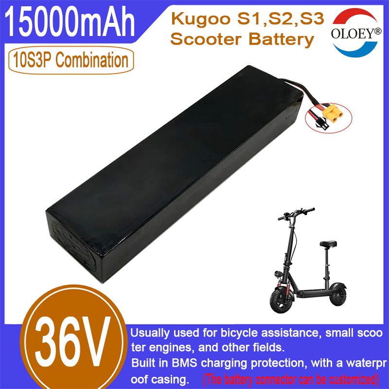 Remplacement de batterie de scooter 36V, combinaison 10S3P, 15000mAh, protection de charge BMS intégrée, fonction antidéflagrante et étanche_voghion.com