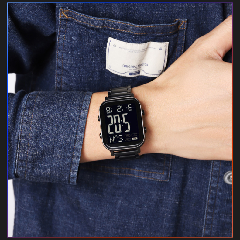 Watch Men's Trend Simple Youth Student Sports Waterproof Glow-in-the-dark Multi-functional Square Electronic Watch_voghion.com