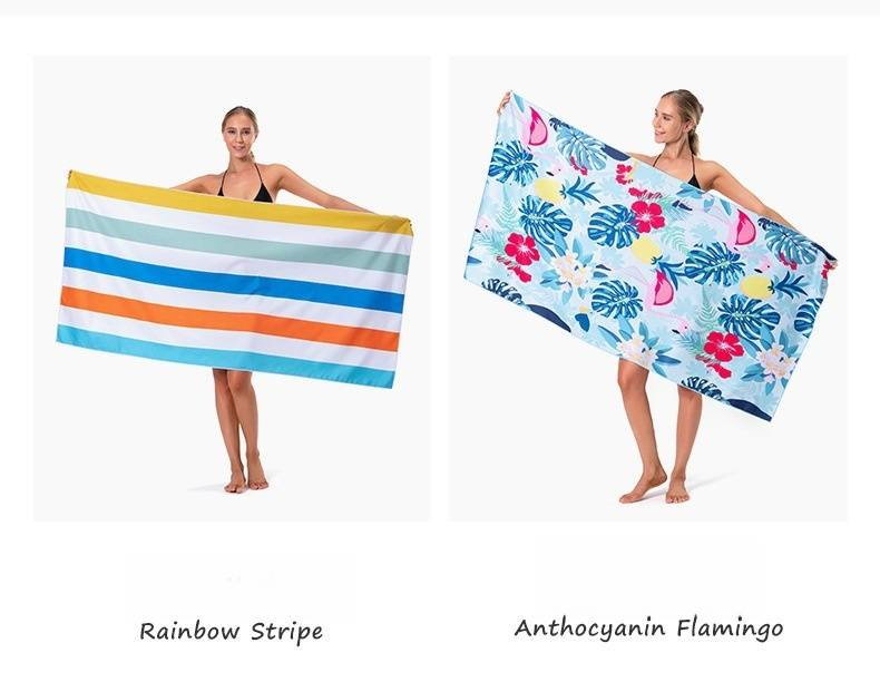 Asciugamano da spiaggia bifacciale in microfibra - Ultra assorbente, ad asciugatura rapida e anti-sabbia per nuoto e vacanze (flanella morbida, leggero e portatile)_voghion.com
