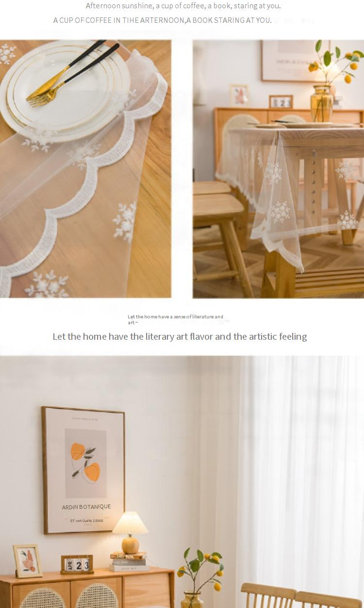 Wit kanten tafelkleed - Franse landelijke stijl met opengewerkt ontwerp (rechthoekige fotografieachtergrond, eettafelkleed, boerderij- en Scandinavische inrichting)_voghion.com