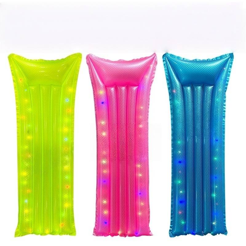 Led Light-Up Inflatable Lounge Float - Pearl Glow Floating Bed For Adults (Single Person Battery Powered)_voghion.com
