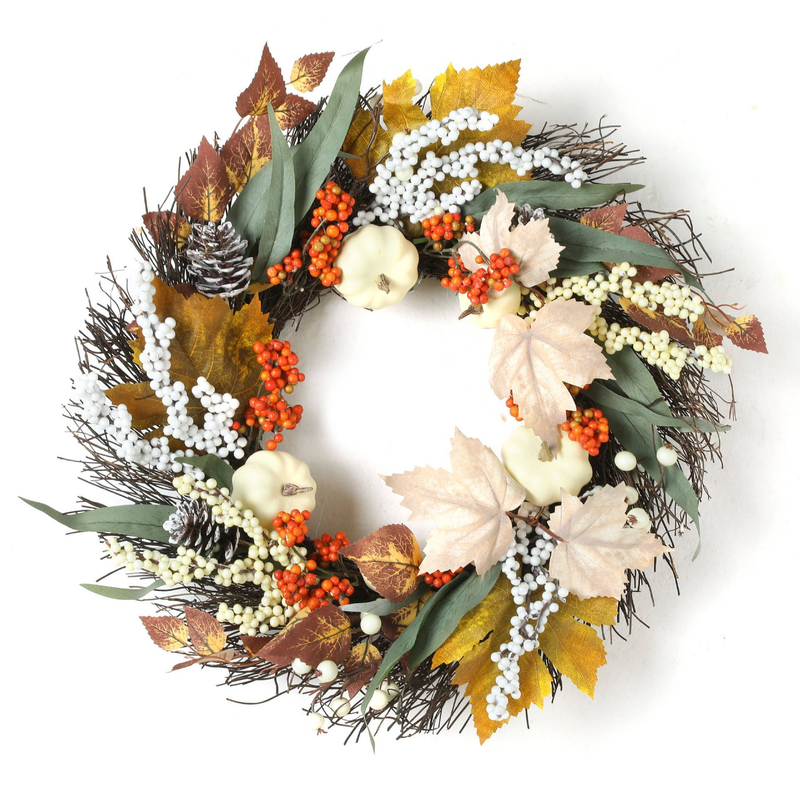Feuilles d'érable en coton de Noël aux couleurs d'automne, pommes de pin, couronnes, guirlandes, feuilles d'érable blanches, décorations de citrouilles, tentures murales, ornements de porte_voghion.com