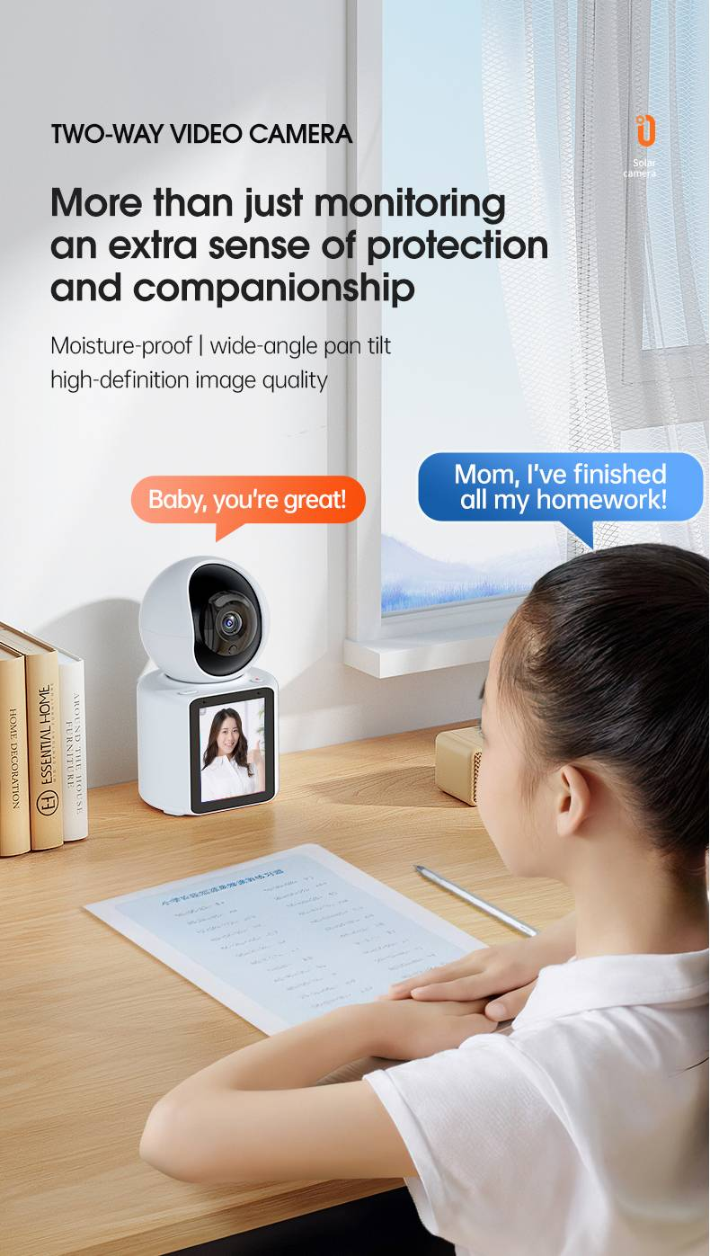 Smart Surveillance Camera With Visual Two-way Video Call, One-touch Call, Screen-equipped Home Baby Monitor_voghion.com