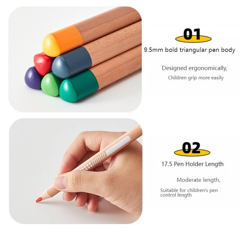 Professionelles 48-farbiges Jumbo-Dreiecks-Buntstifte-Set – Hochwertiges Künstlerzubehör aus Holz für Kinder und Künstler – Ideales Geschenk zum Zeichnen und Skizzieren_voghion.com