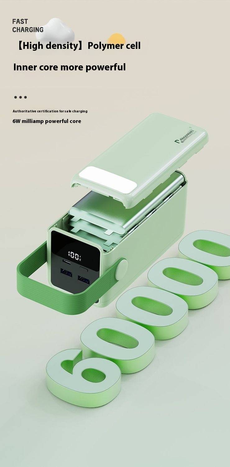 60000mAh Power Bank With LED Light, 22.5W Fast Charging, High Capacity Portable Charger For Camping, Travel, And Emergency Use_voghion.com