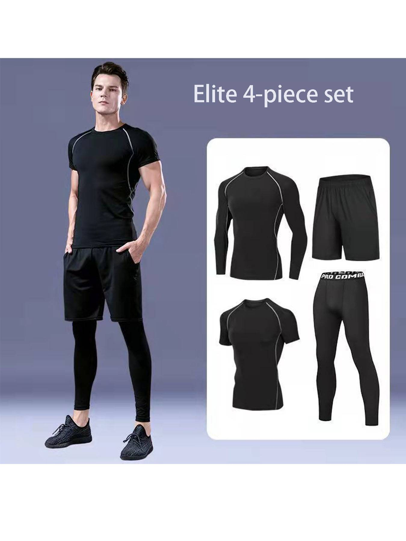 Fitness Suit, Men's Set, Sports Quick Drying Tight Fitting Suit, Training Suit, Seasonal Running, Basketball, Gym Fitness Suit_voghion.com