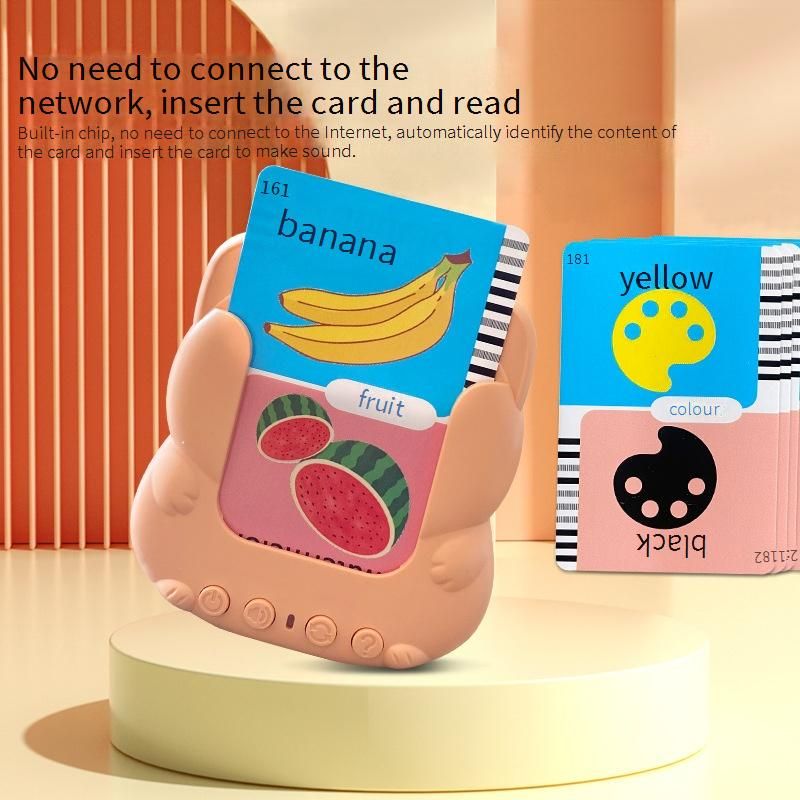 Brinquedo interativo de flashcards para aprendizagem de inglês para crianças – Dispositivo de áudio educacional bilíngue com reprodução de MP3 e bateria recarregável_voghion.com