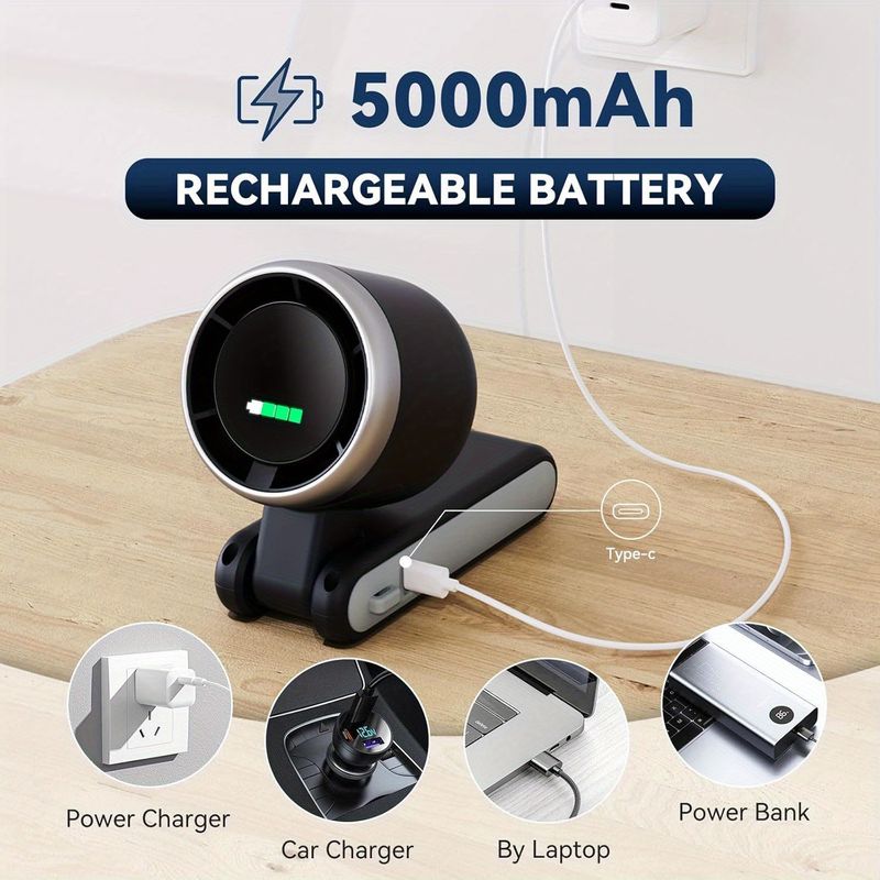 4-in-1 Neck Wearable Turbo Mini Fan - USB Rechargeable, Foldable & Portable For Outdoor, Travel, Camping & Office Use_voghion.com