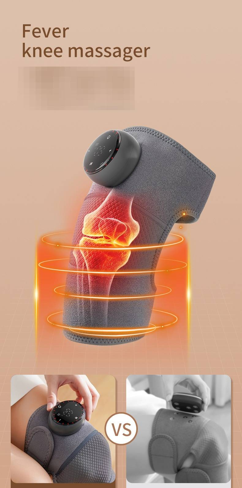 Massageador de joelho aquecido recarregável com 3 envoltórios ajustáveis, 5 níveis de calor e modos de vibração para alívio da dor na articulação e artrite_voghion.com
