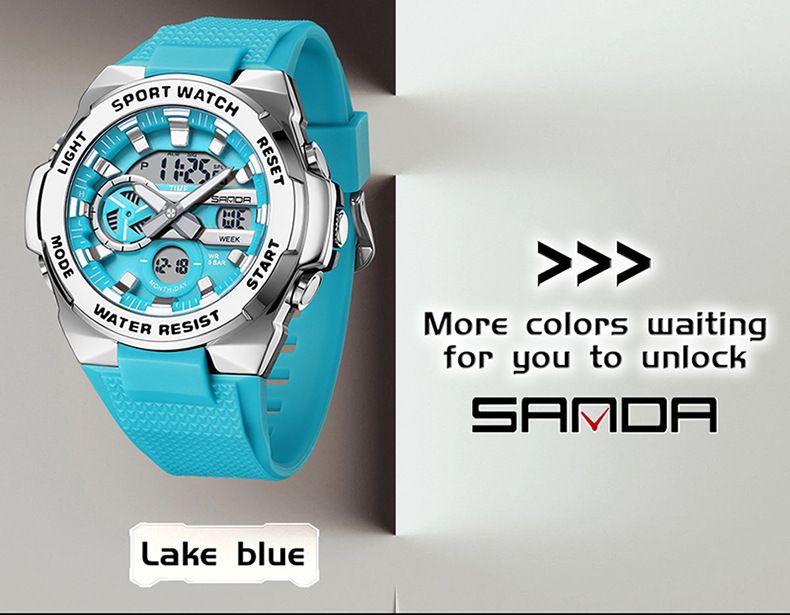 Montre analogique numérique multifonction, étanche, affichage lumineux, alarme et chronomètre pour étudiants et adolescents. Montre de sport lumineuse avec réveil._voghion.com