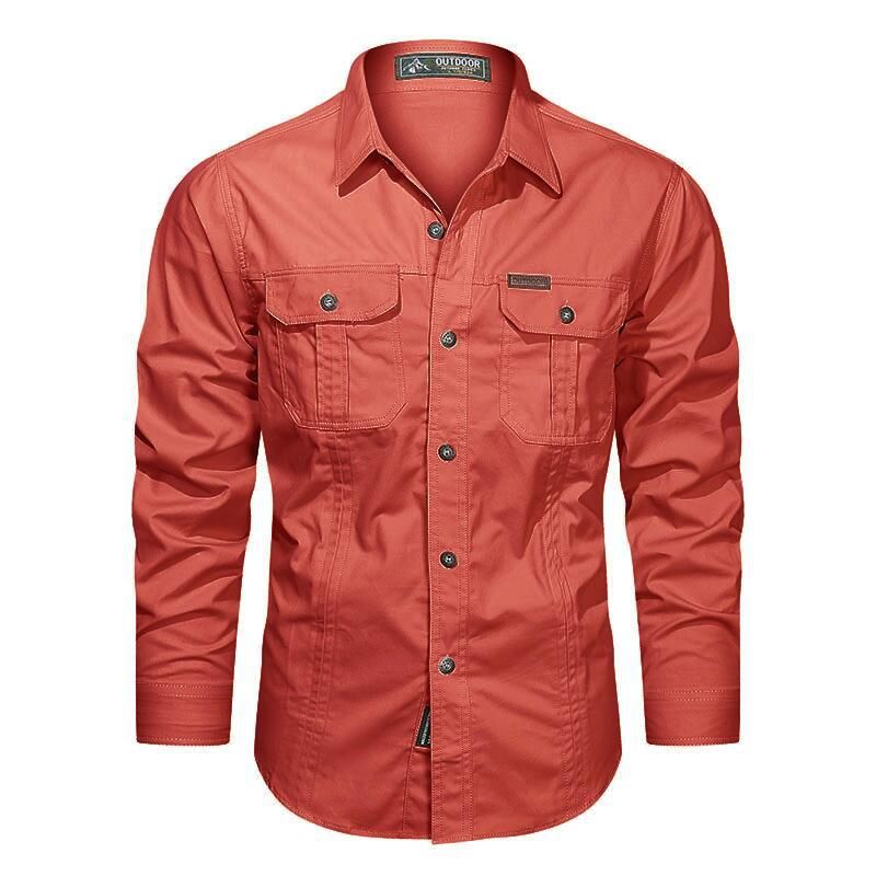 Men's Loose Fit Long Sleeve Shirt For Spring And Autumn, Casual Workwear With Multiple Pockets, Lightweight_voghion.com