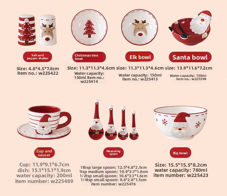 Cross-Border Hot Sale In Stock Factory Direct Wholesale Nordic Christmas Limited Edition Tableware Bowls Plates Cups_voghion.com