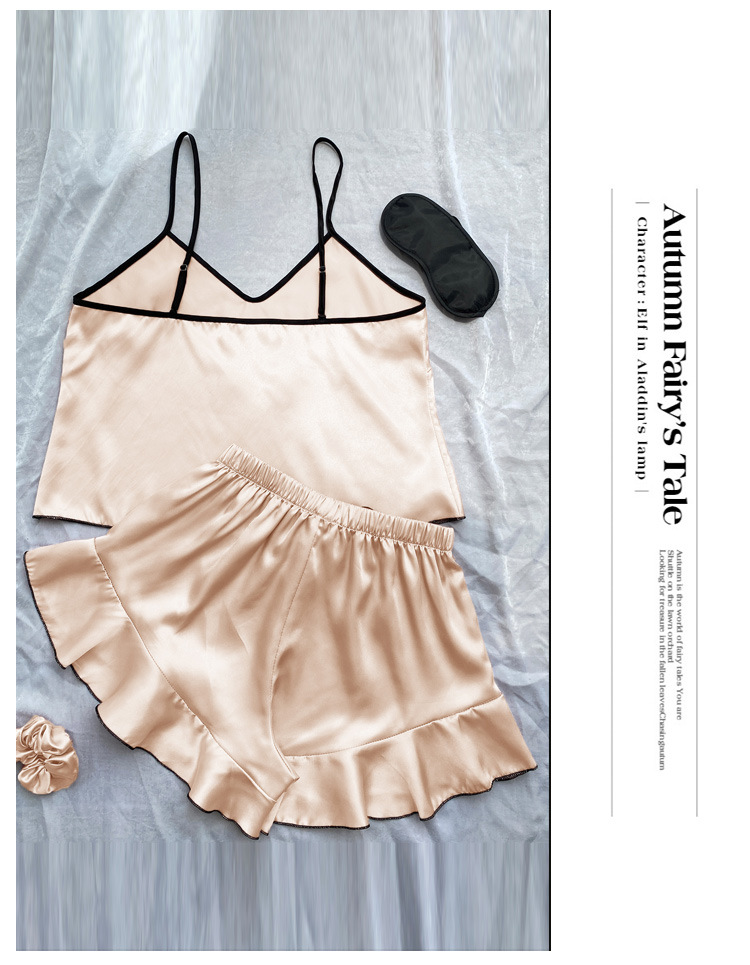 Sexy Hosenträgerrock Home Kleidung Damenmode Weste Shorts Set Home Silk Ice Silk Pyjamas_voghion.com