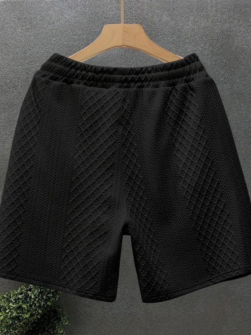 Men's Casual Drawstring Jacquard Sport Shorts - Breathable Cotton Blend, Lightweight & Comfortable For Summer, Gym, Travel - S-3XL_voghion.com