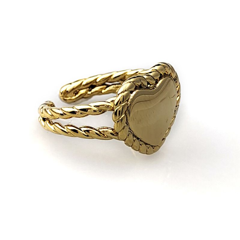 Modischer Retro-Ring aus Edelstahl mit herzförmiger Öffnung, verstellbar, für Herren und Damen, Valentinstag, Urlaubsschmuck_voghion.com