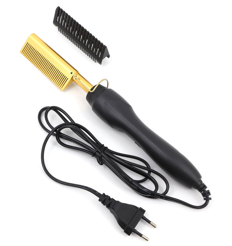 Portable Electric Combs Ceramic LED Straightener Rhinestone Hot Comb Hair_voghion.com