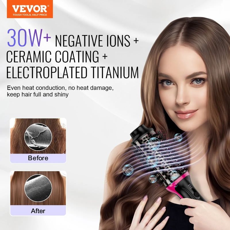 Styler With Hair Dryer Blow Hair 2.56 Ionic Barrel Brush Volumizer Oval_voghion.com