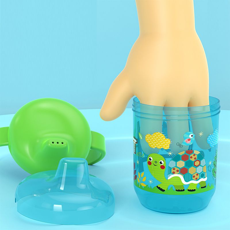 Schattige eendenbekbeker Baby leren drinkbeker met dubbele handgreep Flip deksel BPA-vrij lekvrij baby waterbekers fles met deksel_voghion.com