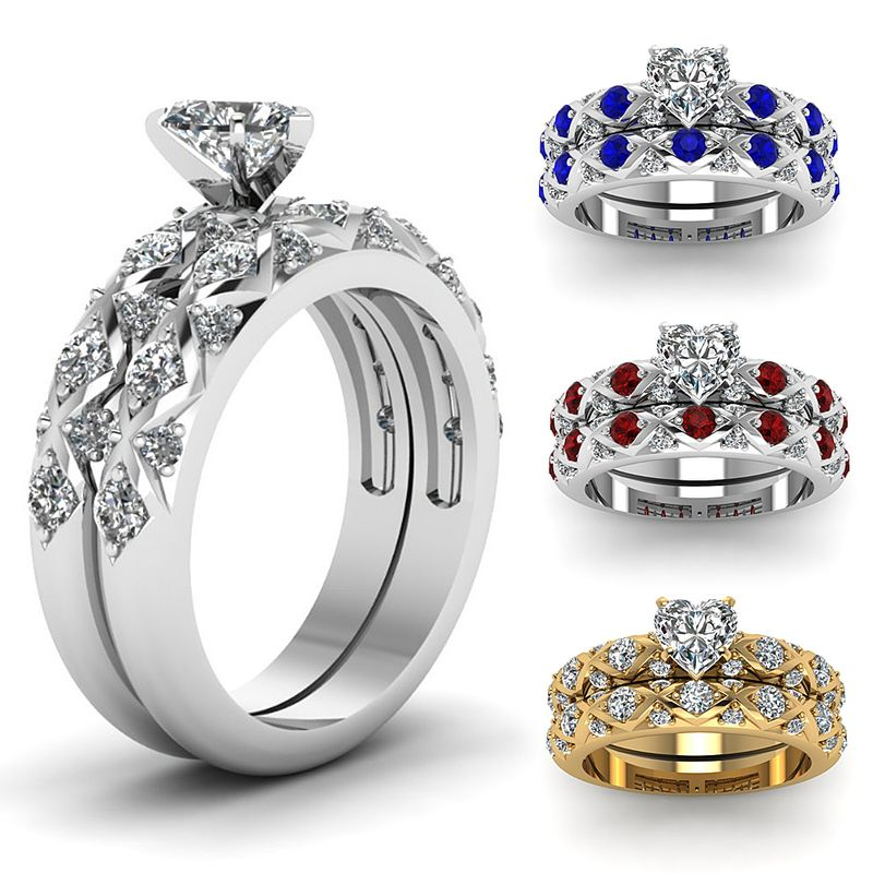 Yamaler Anello da donna con zirconi cubici a forma di cuore con rombo, regalo di gioielli di fidanzamento e matrimonio_voghion.com