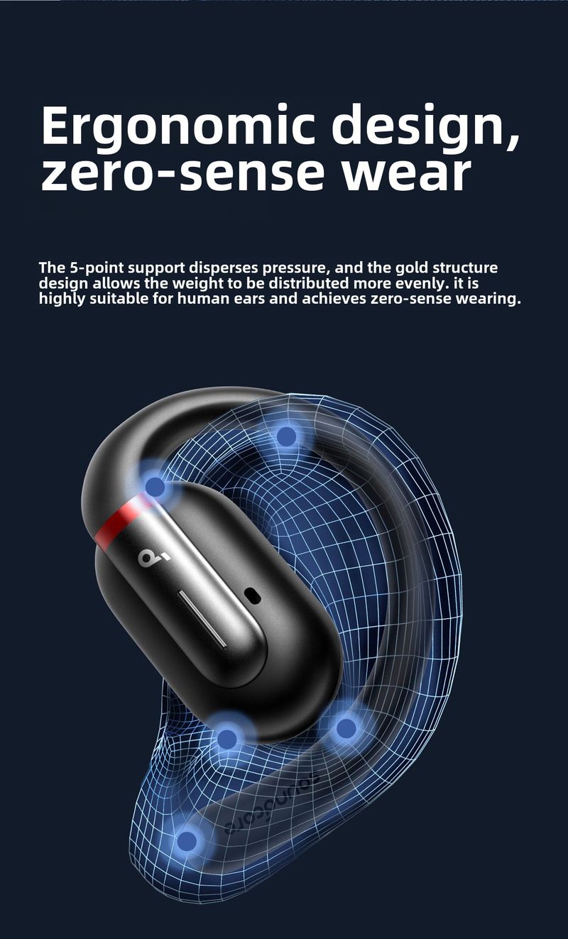 Căști Bluetooth V30i, cu conducție osoasă, montate pe ureche, confortabile, pentru sport, alergare și călărie, A3873_voghion.com