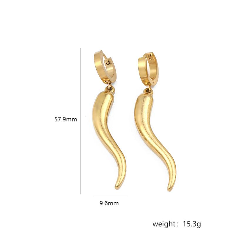 Cercei cu pandantiv chili din oțel inoxidabil, cu design personalizat, pentru femei, cu un aspect elegant, temperament personalizat și accesorii versatile pentru urechi._voghion.com