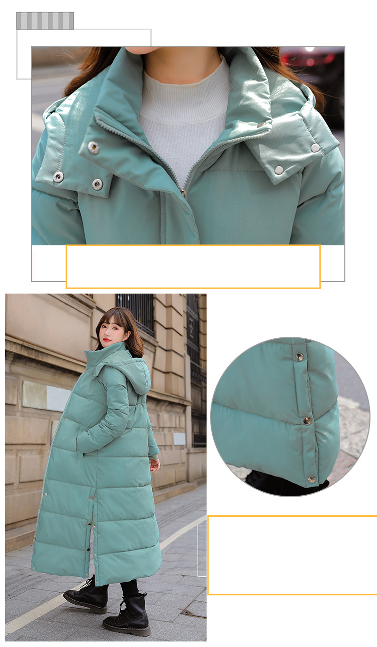 Vêtements pour femmes Veste matelassée pour femme, extra longue, au-dessus du genou, version coréenne, coupe slim, veste en coton mi-longue chaude et épaisse pour_voghion.com