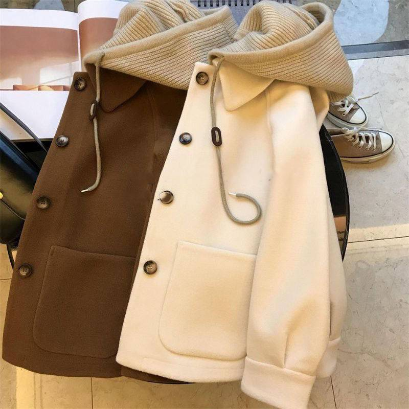Dameskleding met label snit, patchwork gebreide wollen jas met capuchon voor dames, herfst- en winterontwerp, nichejastrend_voghion.com