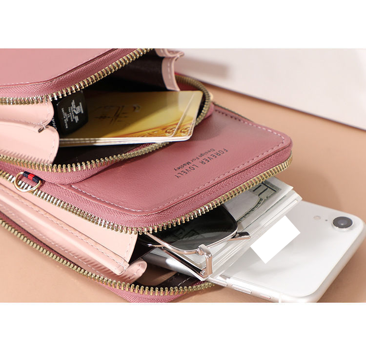 Cell Phone Bag Mobile Phone Bag Female Touch Screen Mini Satchel Bag Double Large Capacity Multi-function Wallet Card Bag_voghion.com