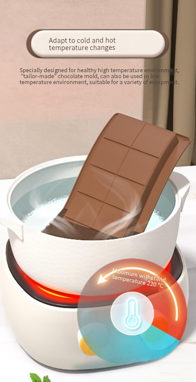 6-Cavity Rectangle Chocolate Mold - Food Grade Silicone Baking Tray For DIY Desserts_voghion.com