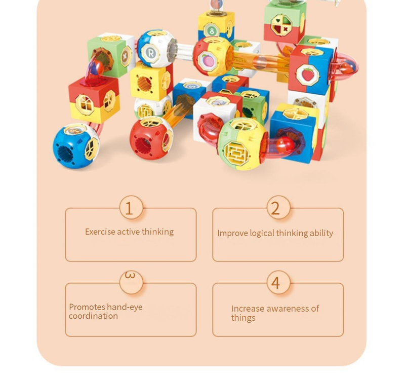 Ensemble de blocs de construction à billes DIY pour mère et enfant, 98/182 pièces, jouet éducatif STEM pour enfants, labyrinthe créatif, puzzle coulissant, cadeau d'apprentissage précoce, coloré_voghion.com