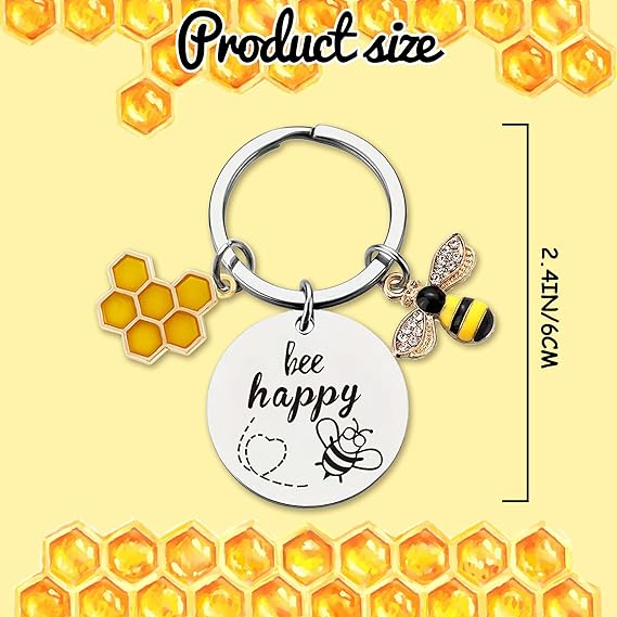Bee Keychain Inspirational Keyring Gift - Men's, Women's, Children's Honey Keyring, Cute Bee Accessory Bag Wallet Backpack_voghion.com