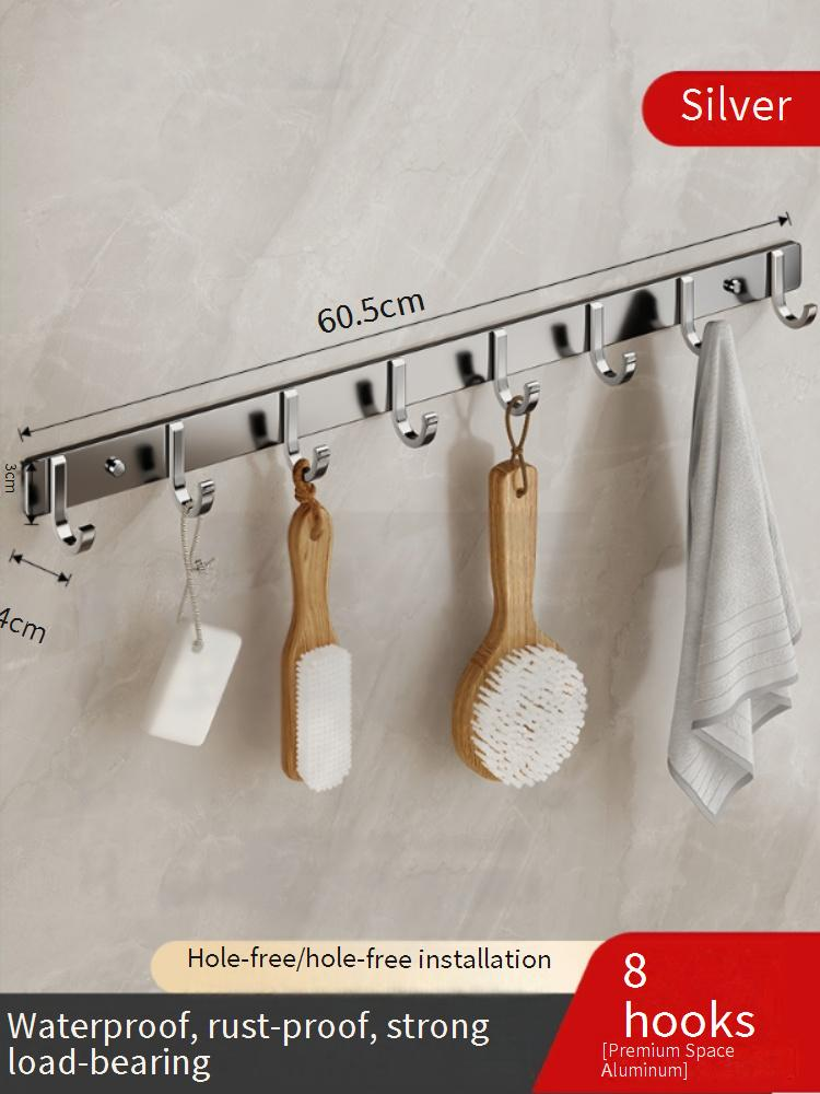 Robuste selbstklebende Haken aus Aluminium, ohne Bohren an der Wand zu befestigen, für Badezimmer, Küche, Tür, Schrank (3/4/5/6/7/8 Haken)_voghion.com