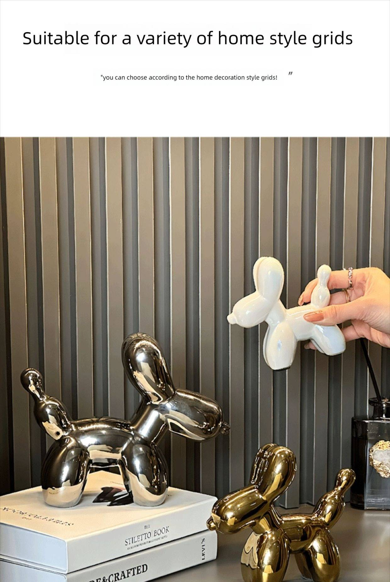 Decorazione d'ingresso per cane a forma di palloncino in argento, artigianato di lusso di alta gamma, per soggiorno, credenza e mobiletto per il vino_voghion.com