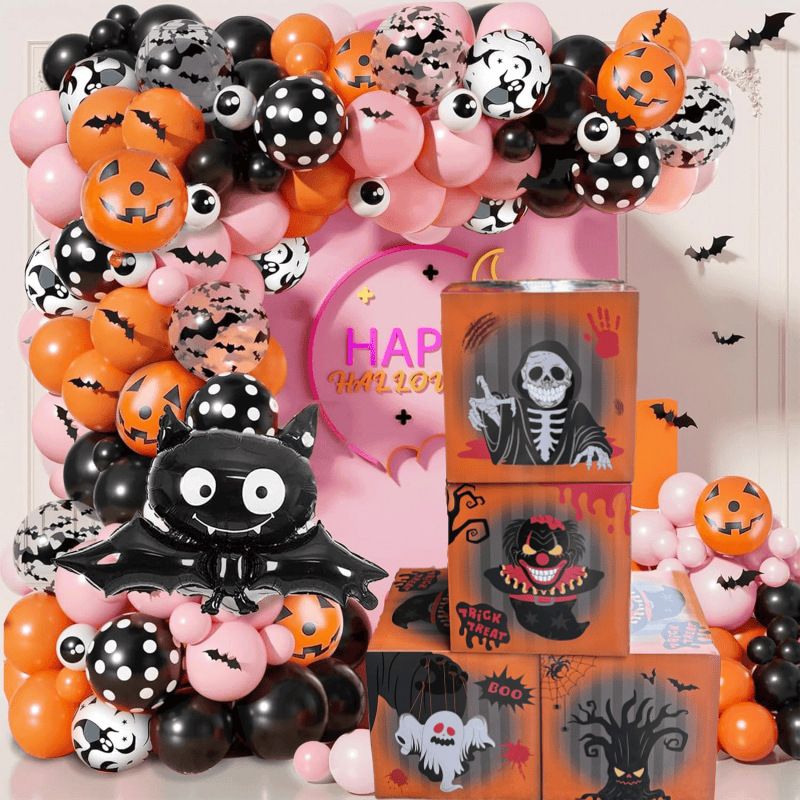 Halloween Ghost Festival Bloody Halloween Party Decoration Pumpkin Pattern Cardboard Box - Orange Ghost Box_voghion.com