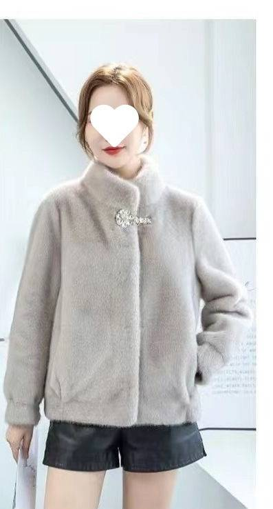 "Luxury Faux Mink Velvet Coat – Winter-Ready Short Jacket In Snow Blue & Classic Colors"_voghion.com