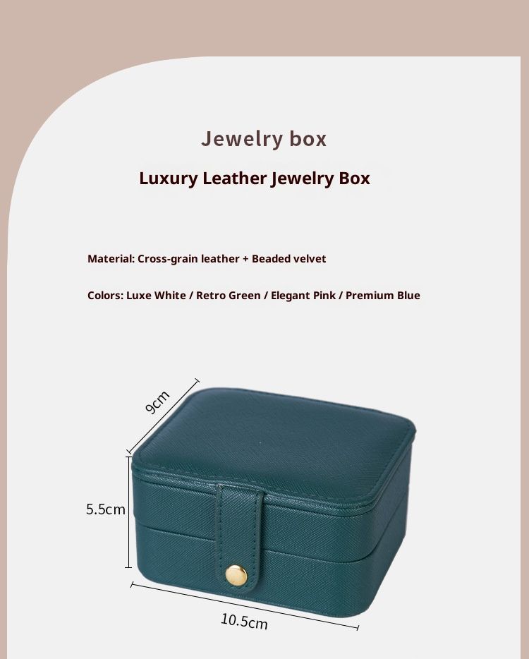 3-Layer PU Leather Jewelry Organizer Box With Mirror – Travel-Friendly Storage Case For Earrings, Rings, Necklaces (White/Pink/Green/Blue)_voghion.com