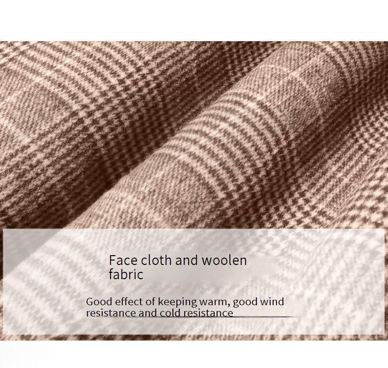 Plaid Wool Coat With Faux Shearling Collar – Oversized Winter Trench Coat For Petite Women, Warm & Stylish Long Coat With Pockets_voghion.com