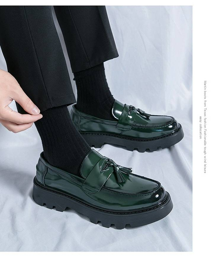 Men's Classic Brogue Loafers - Slip-On Business Casual Shoes With Thick Sole For Summer, Round Toe, PU Leather Upper, Rubber Sole, Low-Cut Comfortable_voghion.com