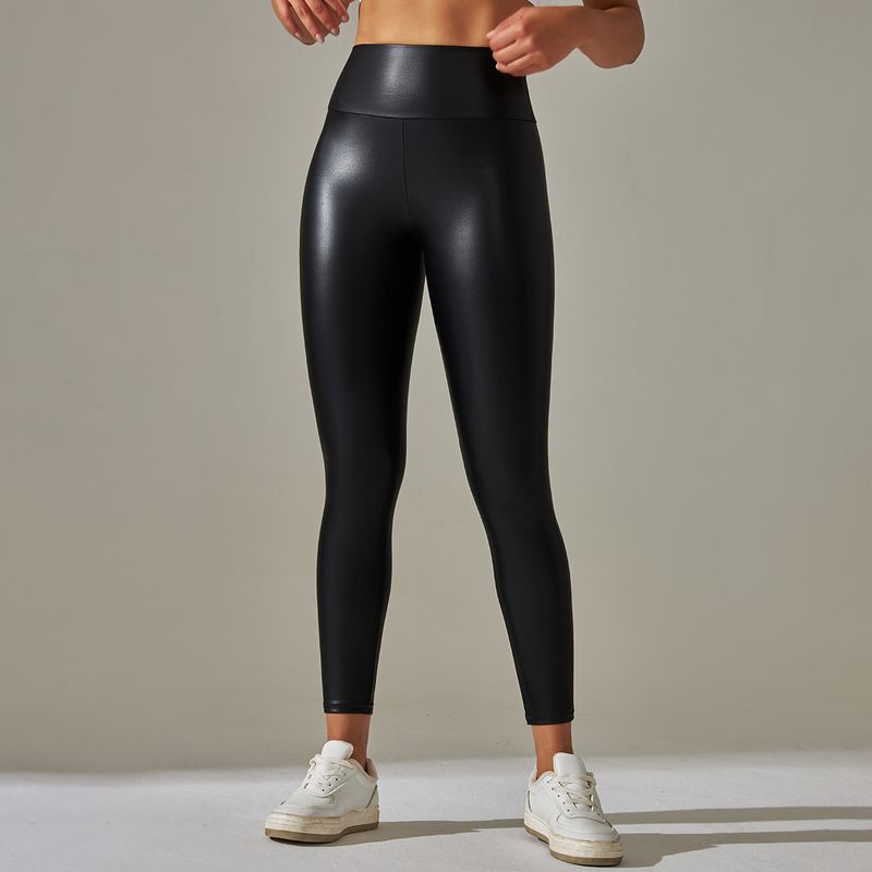Leggings in similpelle a vita alta da donna – Pantaloni a matita in similpelle – Pantaloni aderenti elasticizzati (S-XL)_voghion.com