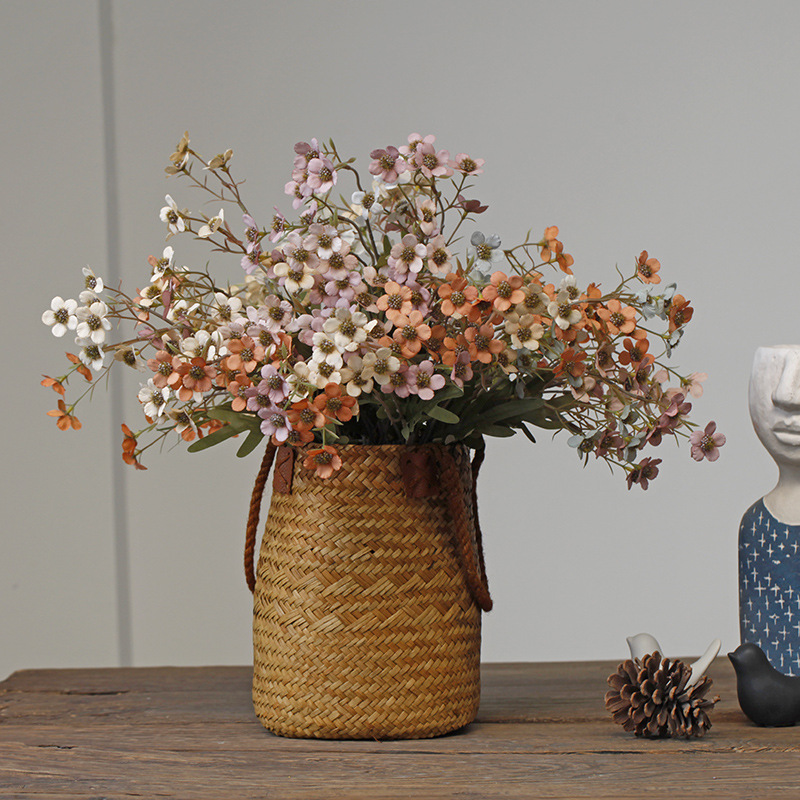 Retro Blummen Hierschtfaarf 15 kleng Pflaumebléien gebrach Blummen faarweg Hochzäitsbedürfnisser Hochzäitssall Bünendekoratioun Stroosseguide Blummen_voghion.com