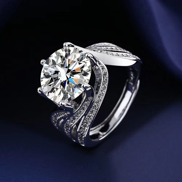Moissanite Ring Klassische Sechs-Zinke Ein Karat Einstellbare Paar Ringe Für Frauen Live-Streaming_voghion.com