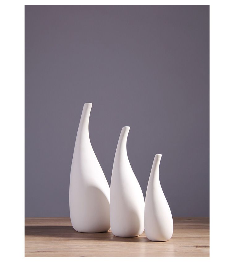Nordic Style Simple Ceramic Vase Ornament White Plain Burnt Dry Flower Insert Home Decoration Display_voghion.com